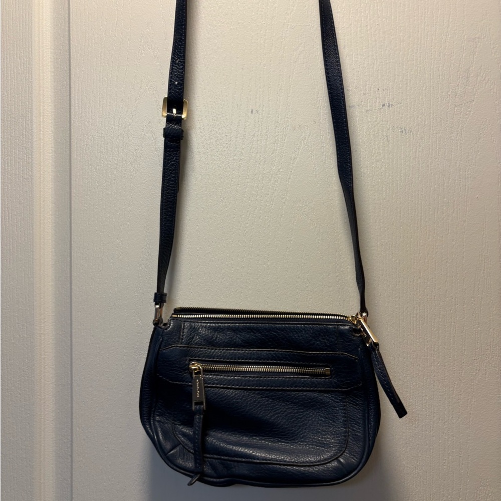 Michael Kors Leather Crossbody Bag in Navy